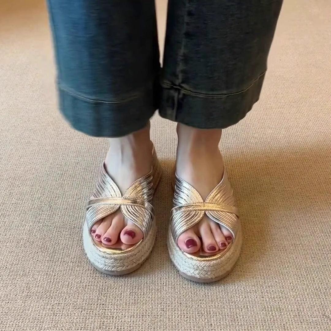 Damen Espadrille Wedgesandalen