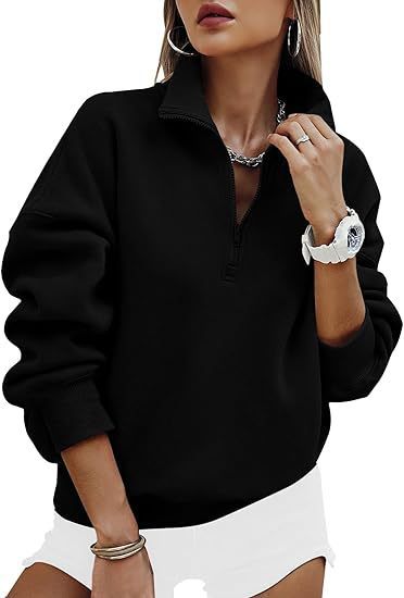 Damen Kapuzensweatshirt mit kurzem Reißverschluss und überschnittenen Schultern Fudus