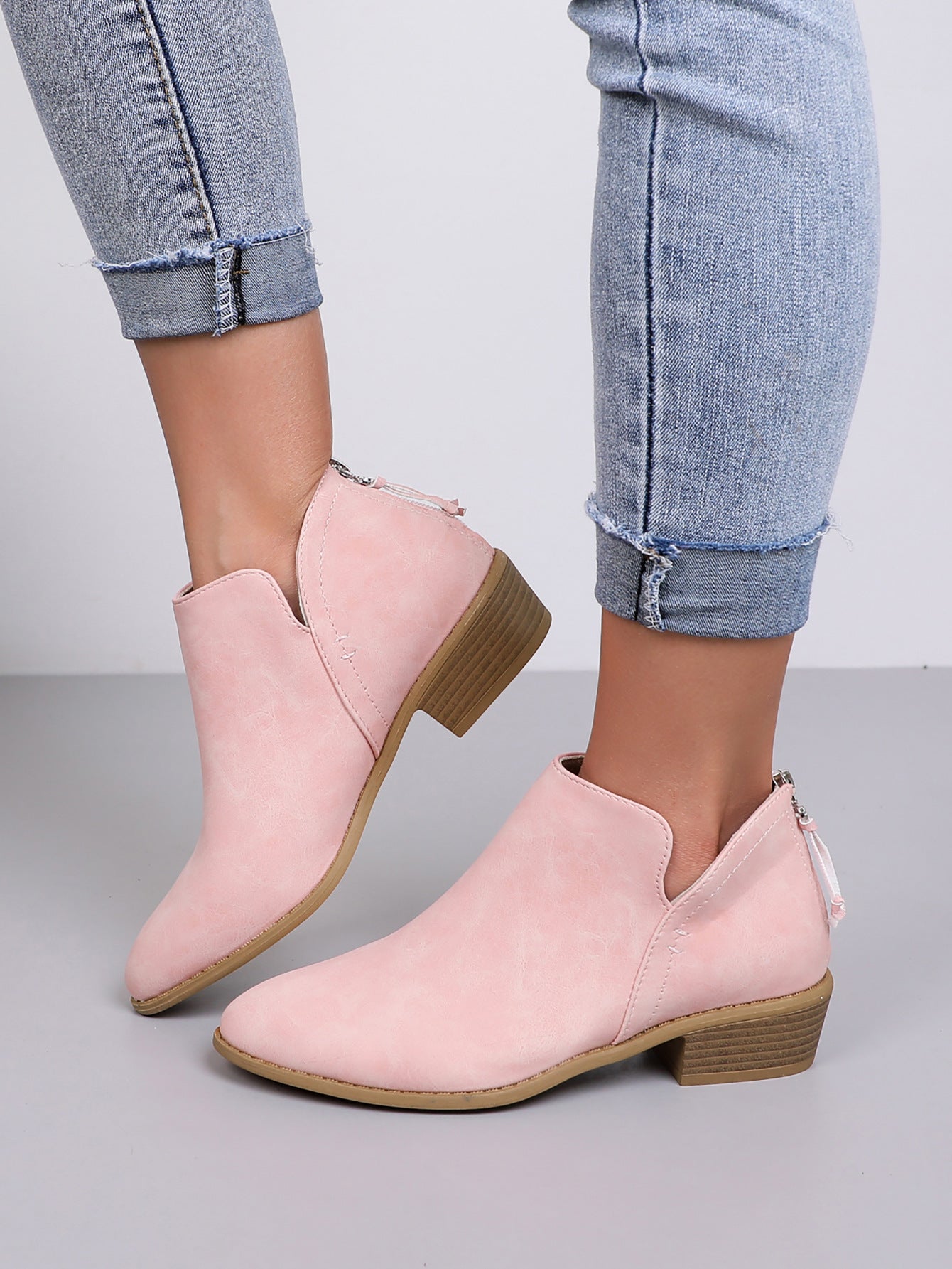 Damen modische Ankle Boots mit seitlichem Reißverschluss und dekorativen Quasten Fudus