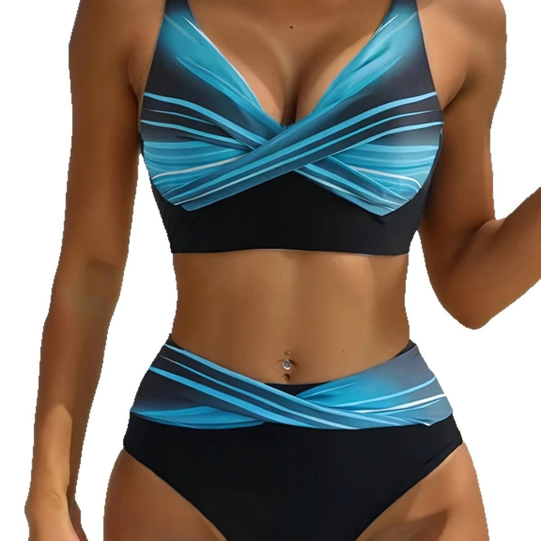 Damen Hochwertiges Bikini-Set mit elegantem Wickeloberteil und hohem Bund