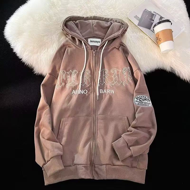 Damen Kapuzenpullover mit modischem Schriftzug und praktischen Taschen Fudus