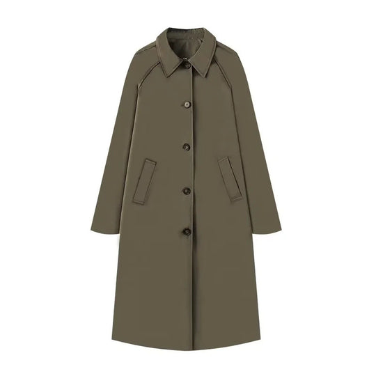 Damen klassischer Trenchcoat mit schickem Reverskragen und praktischen Taschen Fudus