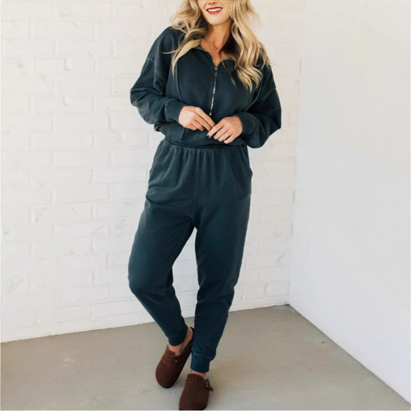 Damen Jumpsuit mit Stehkragen und funktionalen Taschen