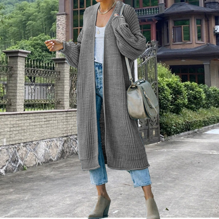 Damen Grobstrick-Longcardigan mit modernem Schnitt und lässigem Design Fudus