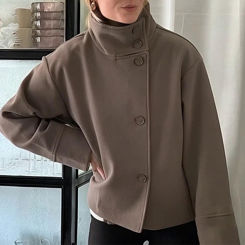 Damen Jacke Oversize Stylisch Hoher Kragen Warm Atmungsaktiv