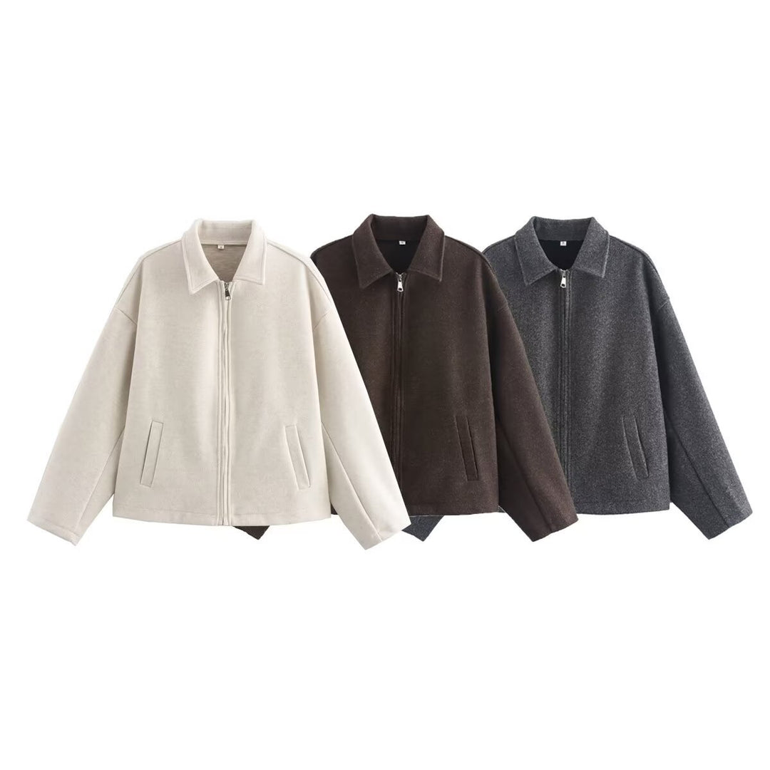 Damen lässige Oversized-Jacke mit praktischen Eingrifftaschen Fudus