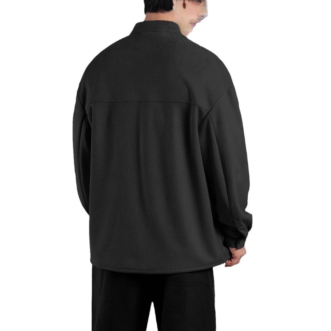 Damen Langarmbluse mit schimmerndem Stoff und modernem Stehkragen Fudus