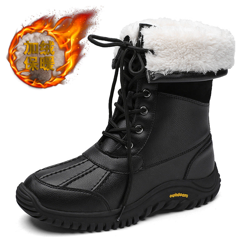 Damen isolierte Winterstiefel mit modischem Kunstfellkragen und rutschfester Sohle Fudus
