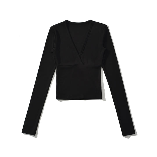 Damen langärmliges Oberteil mit V-Ausschnitt und tailliertem Schnitt Fudus