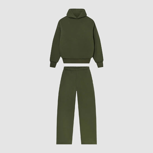 Damen Hoodie- und Jogginghose-Set mit hohem Kragen und elastischem Bund Fudus