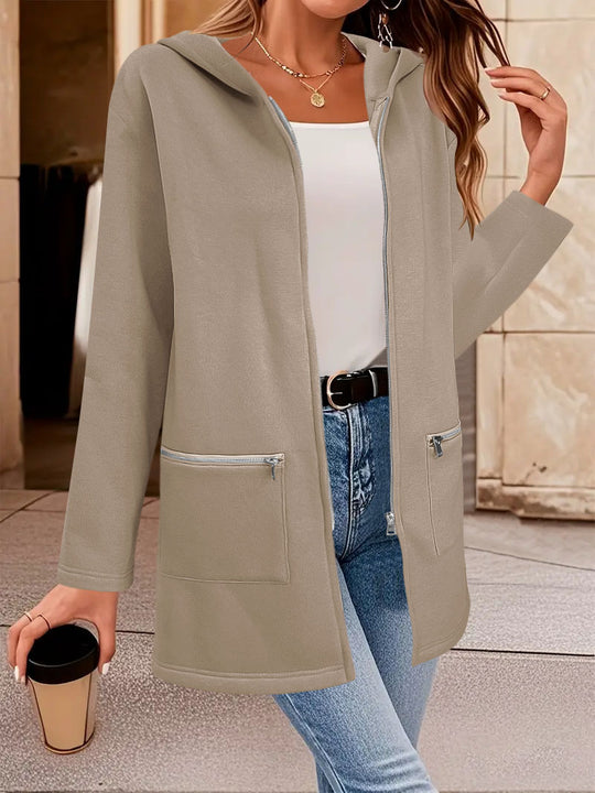 Damen Langarmjacke mit Reißverschluss und praktischen Taschen Fudus