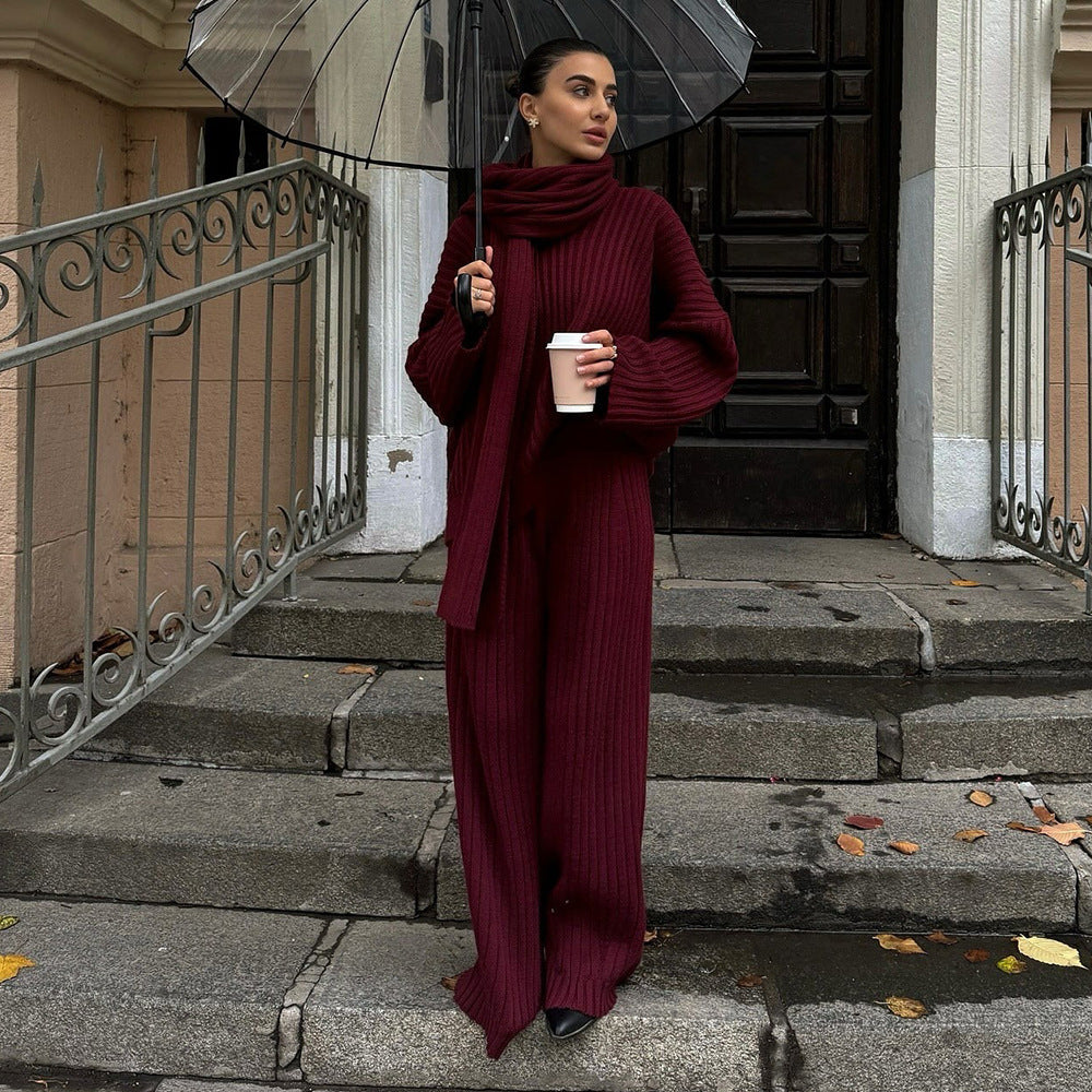 Damen komfortabler Strickanzug mit lässigem Schnitt und weich fließendem Material Fudus