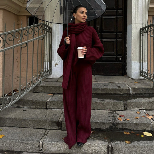 Damen komfortabler Strickanzug mit lässigem Schnitt und weich fließendem Material Fudus