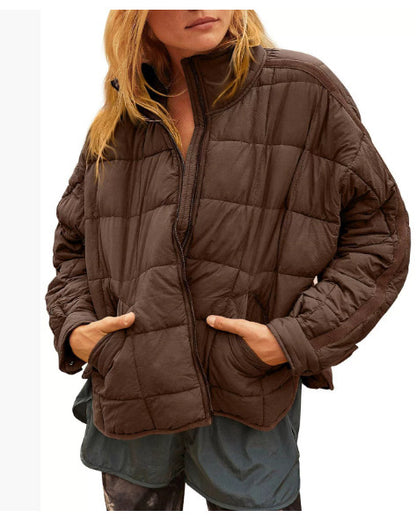 Damen Leichte Steppjacke mit hohem Kragen und praktischen Taschen Fudus