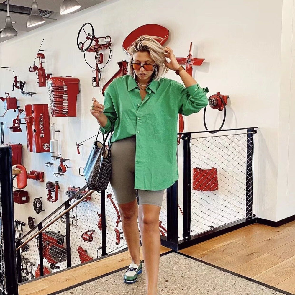 Damen Langarmbluse mit elegantem Schnitt und hochwertigem Baumwollstoff Fudus