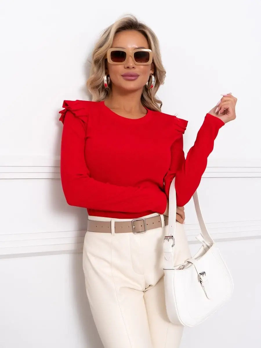 Damen Langarmshirt mit Rüschendetails Fudus