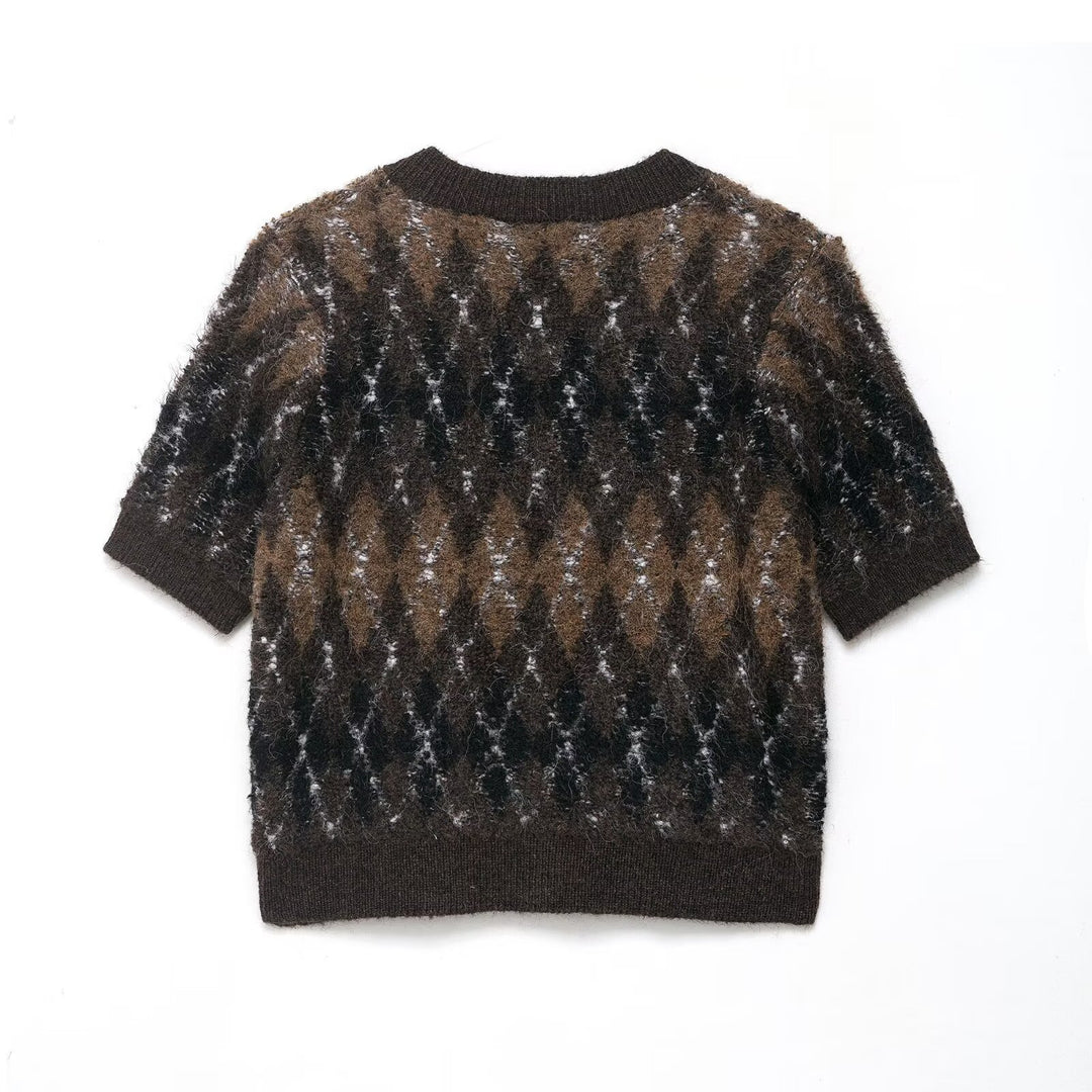 Damen kurzärmeliges Strickoberteil Fudus