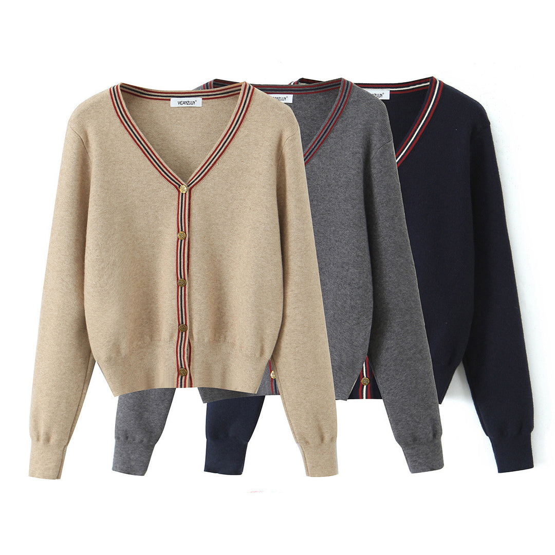 Damen lässige Strickjacke mit eleganten Knopfdetails Fudus