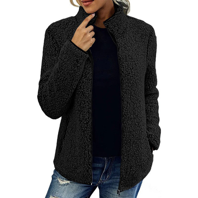 Damen kuschelige Fleecejacke mit hohem Kragen Fudus