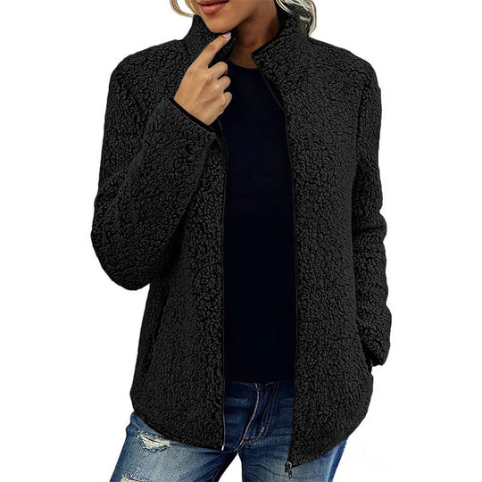 Damen kuschelige Fleecejacke mit hohem Kragen Fudus