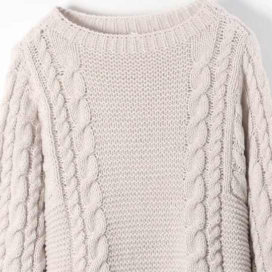 Damen kuscheliger Strickpullover mit Zopfmuster Fudus