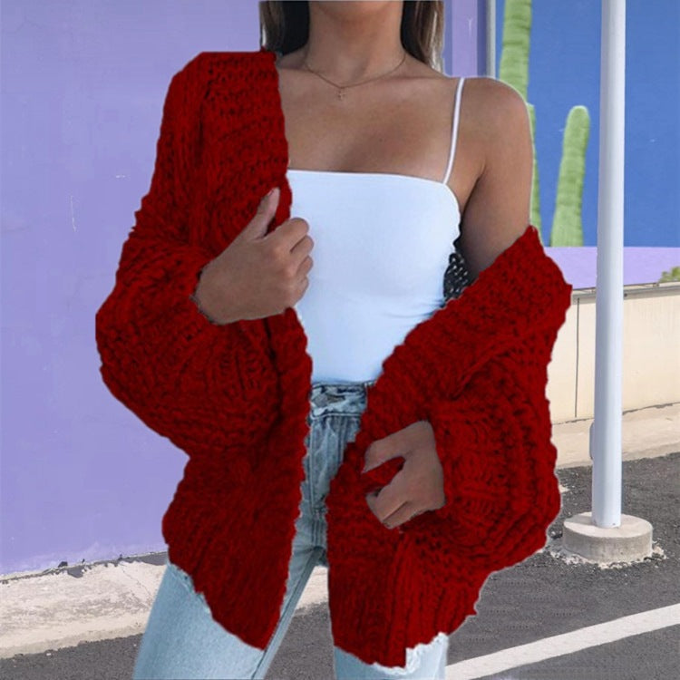 Damen Grobstrickcardigan mit oversized Ärmeln und lässigem Schnitt Fudus
