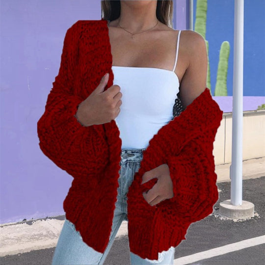 Damen Grobstrickcardigan mit oversized Ärmeln und lässigem Schnitt Fudus