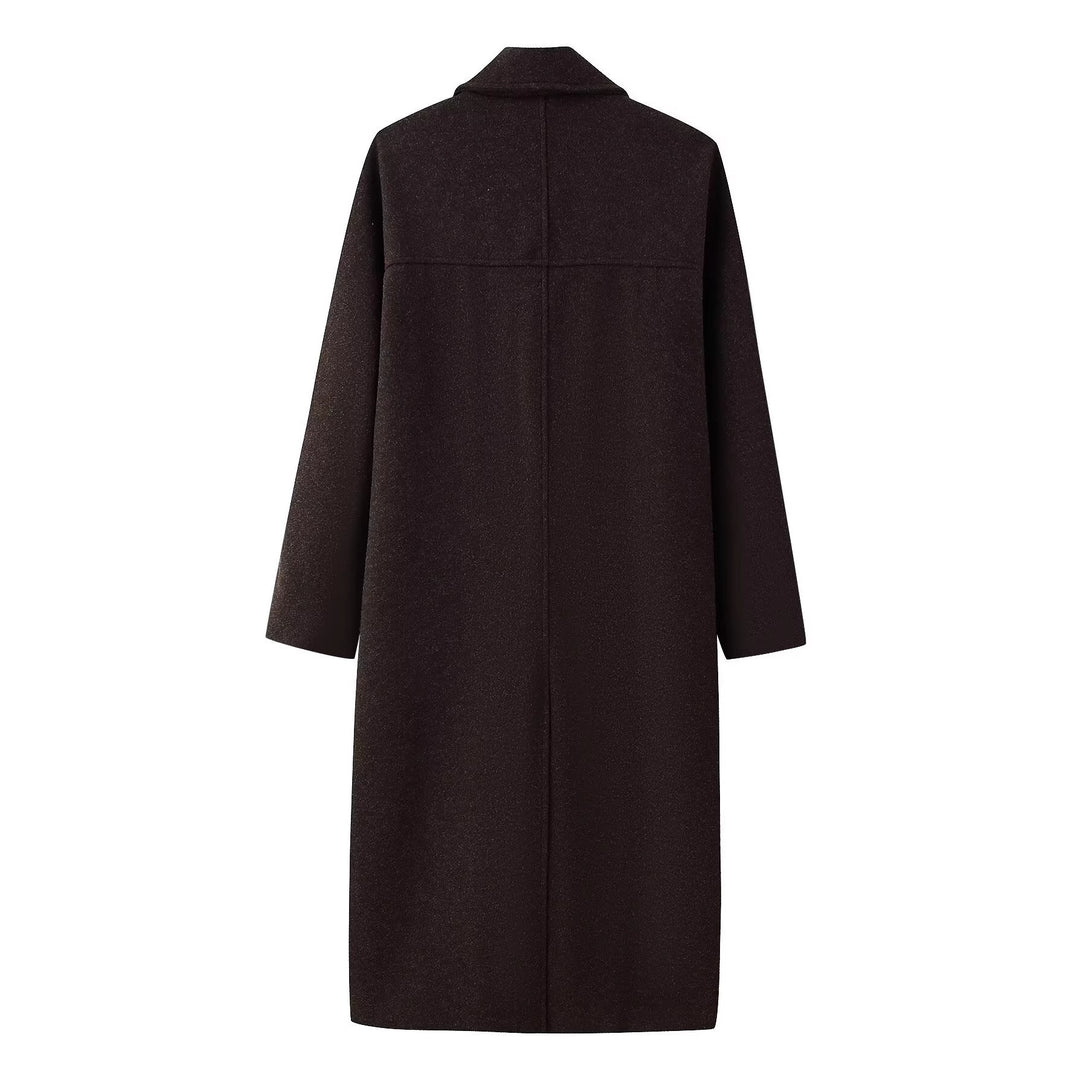 Damen klassischer Wollmantel mit doppelter Knopfreihe und großem Revers Fudus