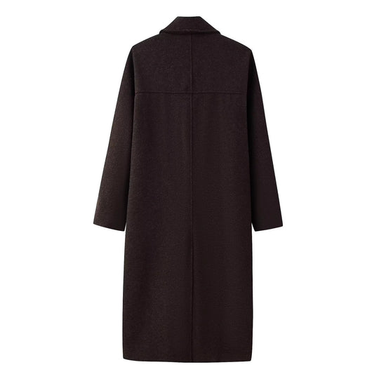 Damen klassischer Wollmantel mit doppelter Knopfreihe und großem Revers Fudus