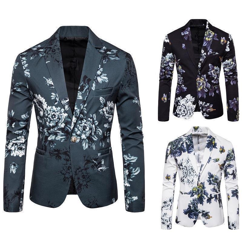 Herren Blazer mit floralem Muster und modernem Schnitt Fudus