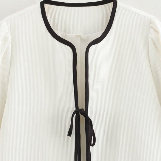 Damen lässige Jacke mit strukturiertem Material und dekorativen Taschen Fudus