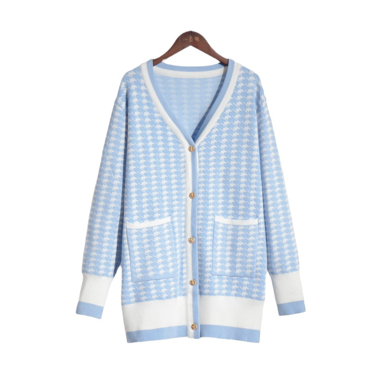 Damen Hüftlanger Strickcardigan mit Knopfverschluss und praktischen Taschen Fudus