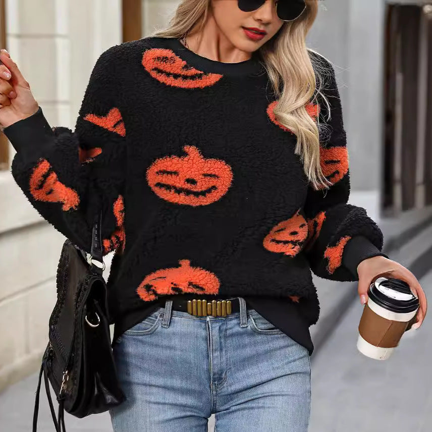 Damen Kuscheliger Sweatshirt mit Halloween-Motiv Fudus