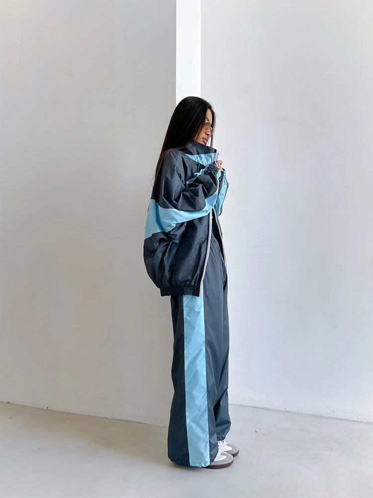 Fudus | Trendiger Kontrast Cardigan Oberteil Hosen Sport-Anzug