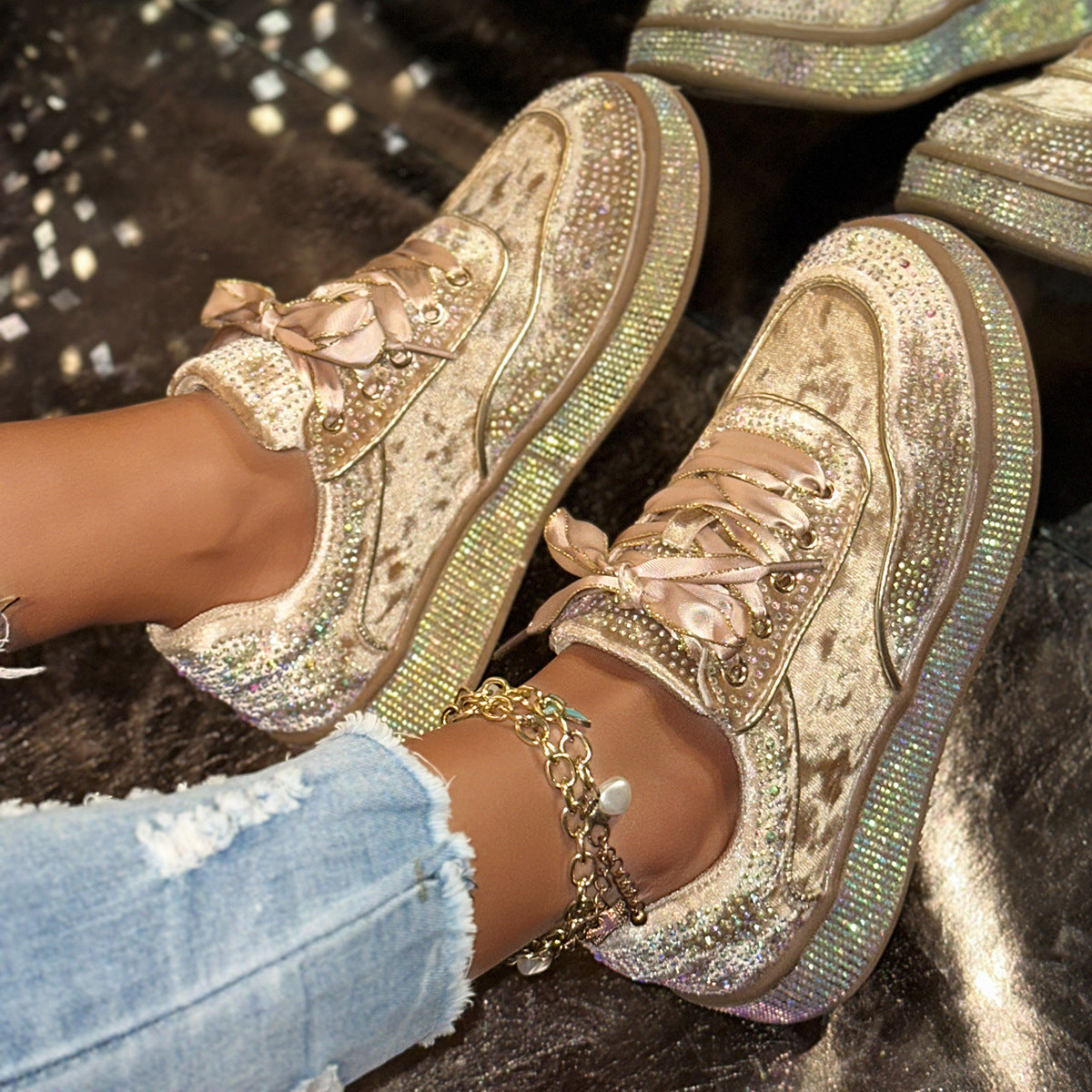 Damen Funkelnde Sneaker mit Glitzerakzenten Fudus