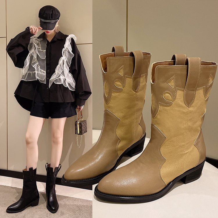 Damen Cowboy-Stiefel mit modischem Stickmotiv Fudus