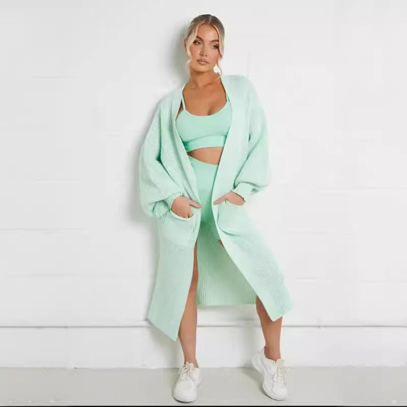 Damen Langstrickjacke mit grober Maschenstruktur und praktischen Taschen Fudus