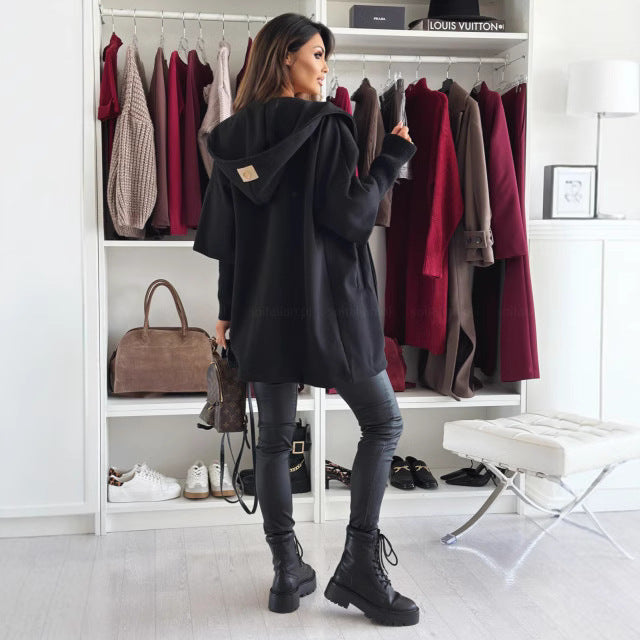 Damen Kapuzenmantel aus hochwertigem Material mit strukturiertem Design Fudus