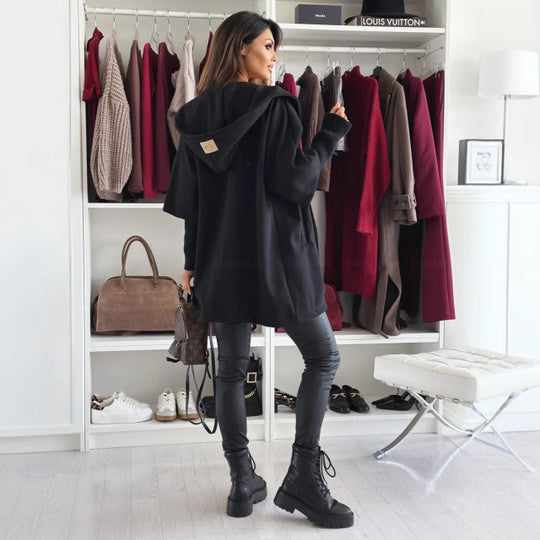 Damen Kapuzenmantel aus hochwertigem Material mit strukturiertem Design Fudus