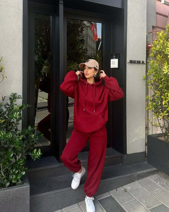 Damen komfortable Oversized-Fleece-Hoodie Fudus