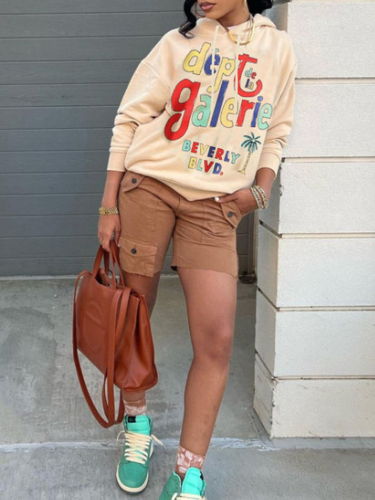 Damen Hoodie mit auffälligem Vintage-Logo Fudus