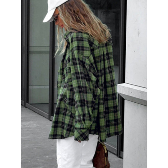 Damen lässige Karobluse mit übergroßem Schnitt Fudus