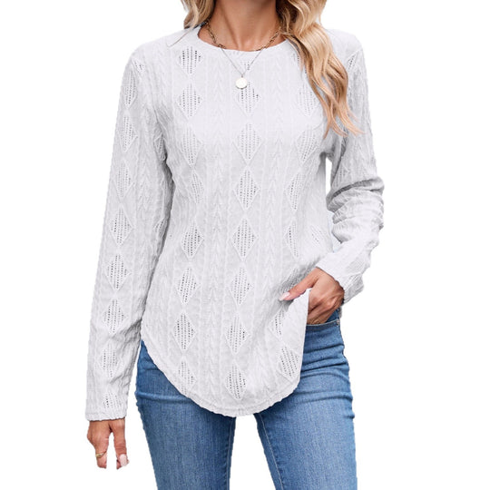 Damen Langarmshirt mit strukturiertem Design und abgerundetem Saum Fudus