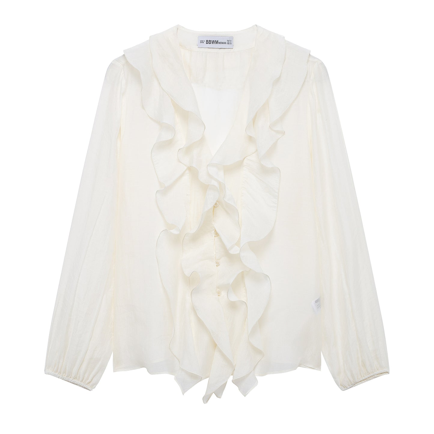 Bluse Damen Seiden Rüschen Knopfverschluss Elegant