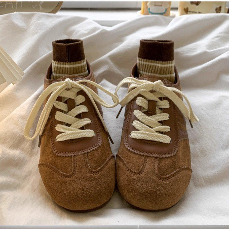 Damen Sportliche Sneakers Aus Veloursleder Mit Weicher Sohle