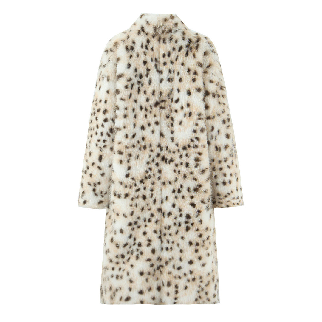 Damen Kunstfellmantel mit elegantem Leopardenmuster Fudus