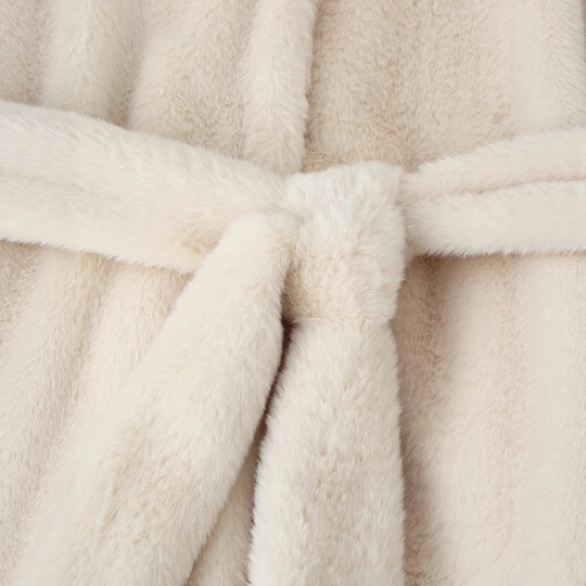 Damen Kunstfelljacke mit Gürtel und weichem Kragen Fudus