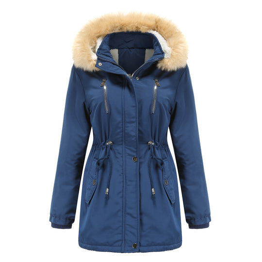 Damen isolierte Winterjacke mit abnehmbarem Kunstfellkragen Fudus
