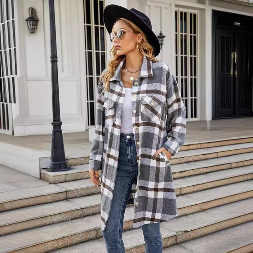 Damen Karierte Überhemdjacke Fudus