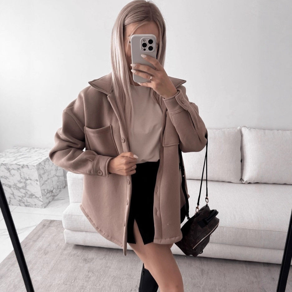 Damen Lässige Overshirtjacke mit praktischen Taschen Fudus